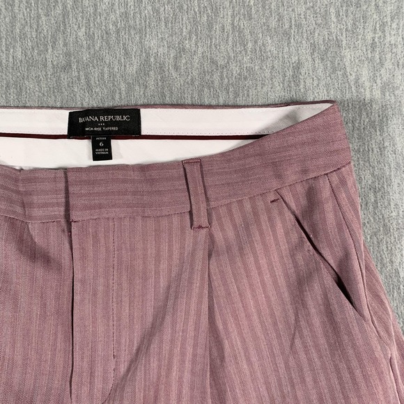 Banana Republic Pants Womens Petite 6 Pink High Rise Tapered Dress Herringbone - Picture 5 of 14